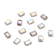 K9 Faceted Glass Rhinestone Cabochons, Flat Back, Back Plated, Rectangle, Mixed Color, 8x5.5x3mm(GLAA-H106-E01-M)