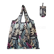 Foldable Polyester Grocery Bags, Reusable Waterproof Shopping Tote Bags, with Pouch and Bag Handle, Flower, 58x38cm(PW-WG28155-03)