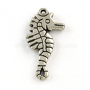 SeaHorse Alloy Pendants, Tibetan Style, Cadmium Free & Nickel Free & Lead Free, Antique Silver, 33x17x3mm, Hole: 1.5mm, about 280pcs/1000g(TIBEP-R336-185AS-FF)