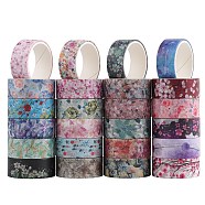 Floral Theme Pattern Paper Adhesive Tape, for Card-Making, Scrapbooking, Diary, Planner, Envelope & Notebooks, Mixed Color, 15mm(TAPE-PW0004-003)