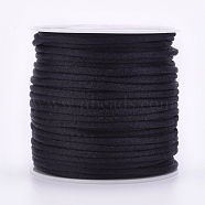 Nylon Thread, Rattail Satin Cord, Black, 2mm, about 25.15 yards(23m)/roll(LW-K001-2mm-900)