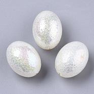ABS Plastic Imitation Pearl Beads, Textured Beads, AB Color Plated, Oval, Creamy White, 23x17.5mm, Hole: 1.8mm(X-SACR-N009-31A)