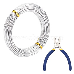 DIY Wire Wrapped Jewelry Kits, with Aluminum Wire and Iron Side-Cutting Pliers, Silver, 10 Gauge, 2.5mm, 10m/roll, 1roll/set(DIY-BC0011-81F-02)