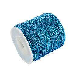 1mm Jewelry Braided Thread Metallic Threads, Polyester Threads, Dodger Blue, 1mm, about 109.36 yards(100m)/roll(MCOR-S002-04)