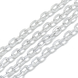 Aluminum Cable Chains, Unwelded, Flat Oval, Silver, 4.6x3.1x0.8mm(CHA-S001-003C)