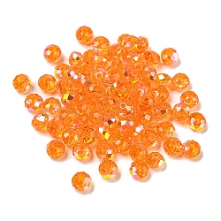 Electroplate Glass Beads, Rondelle, Dark Orange, 6x4mm, Hole: 1.4mm, 100pcs/bag(EGLA-Z004-01A-12)