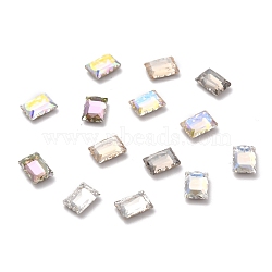 K5 Faceted Glass Rhinestone Cabochons, Flat Back, Back Plated, Rectangle, Mixed Color, 8x5.5x3mm(GLAA-H106-E01-M)