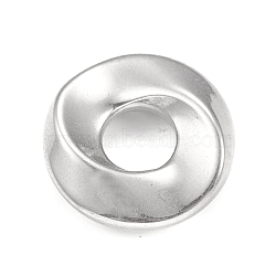 304 Stainless Steel European Beads, Large Hole Beads, Twisted Flat Round, Stainless Steel Color, 16x4mm, Hole: 6mm(STAS-F287-58P)