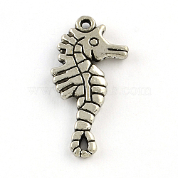 SeaHorse Alloy Pendants, Tibetan Style, Cadmium Free & Nickel Free & Lead Free, Antique Silver, 33x17x3mm, Hole: 1.5mm, about 280pcs/1000g(TIBEP-R336-185AS-FF)