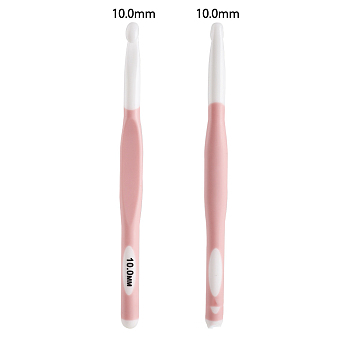 ABS Plastic Crochet Hooks Needles, with TPR Handle, for Braiding Crochet Sewing Tools, Pink, 185mm, Pin: 10mm