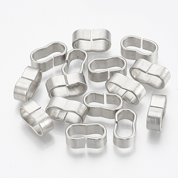 304 Stainless Steel Slide Charm, Rectangle Oval, Stainless Steel Color, 10.5x4.5x5mm, Hole: 4x8mm