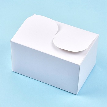 Foldable Kraft Paper Box, Gift Packing Box, Bakery Cake Cupcake Box Container, Rectangle, White, Unfold: 26x25x0.1cm, Finished Product: 15.5x10.5x8.5cm