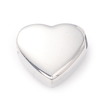 304 Stainless Steel Beads, Heart, Stainless Steel Color, 11x12x5mm, Hole: 2mm