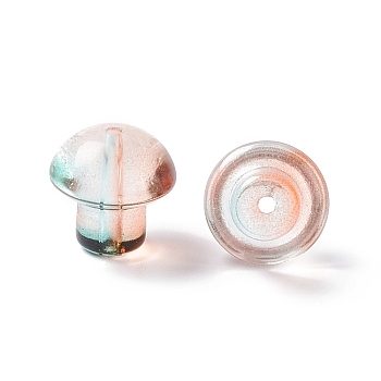 Transparent Glass Beads, Mushroom, Coral, 13.5x13.5mm, Hole: 1.6mm
