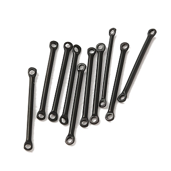 304 Stainless Steel Links, Bar Connector Charms, Black, 25x2.5x1.5mm, Hole: 1.4mm