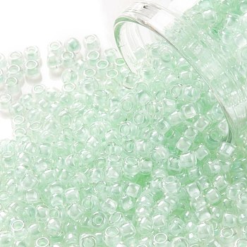 TOHO Round Seed Beads, Japanese Seed Beads, (1065) Mint Lined Crystal, 8/0, 3mm, Hole: 1mm, about 220pcs/10g