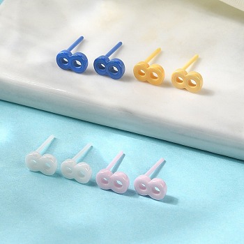 Hypoallergenic Bioceramics Zirconia Ceramic Stud Earrings, Number 8, No Fading and Nickel Free, Mixed Color, 7x4.5mm