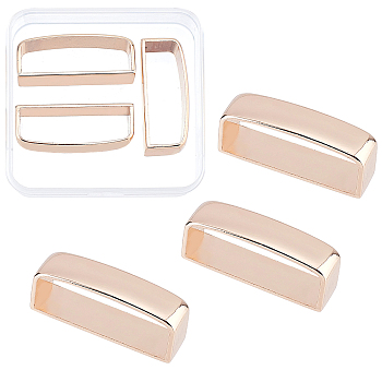 1 Set Alloy Belt Buckle Loop, Leather Belt Hardware, Rectangle, Light Gold, 43x11.5x17mm, 3pcs/set
