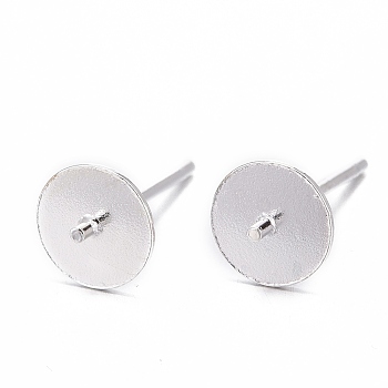 925 Sterling Silver Ear Stud Findings, Earring Posts with 925 Stamp, Silver, 13mm, Tray: 6mm, Pin: 0.7mm and 0.8mm