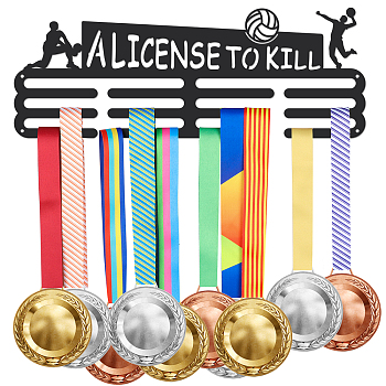 Fashion Iron Medal Hanger Holder Display Wall Rack, with Screws & Word A License to Kill, Volleyball Pattern, 150x400mm