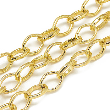 Aluminum Cable Chains, Unwelded, Rhombus, Gold, 14x10x2mm