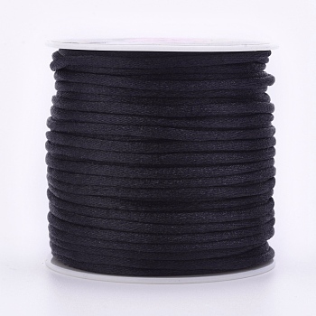 Nylon Thread, Rattail Satin Cord, Black, 2mm, about 25.15 yards(23m)/roll