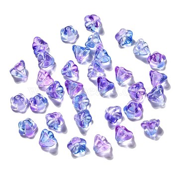 Transparent Czech Glass Beads, Two Tone, Flower, Medium Purple, 8.5x6.5mm, Hole: 1mm(X-GLAA-G070-05A-018)