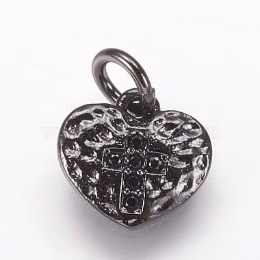 Gunmetal Black Heart Brass+Cubic Zirconia Charms