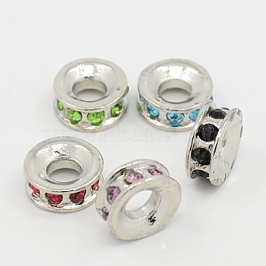 12mm Mixed Color Rondelle Alloy + Glass Rhinestone Beads