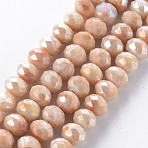 Opaque Baking Paint Glass Beads Strands, Imitation Stones, Faceted, AB Color Plated, Rondelle, Orange, 8x6mm, Hole: 1.2mm, about 63~64pcs/strand, 15.87 inch~16.14 inch(40.3~41cm)(EGLA-N006-010A-B08)