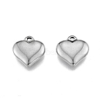 201 Stainless Steel Charms, Heart, Stainless Steel Color, 15x14x3.5mm, Hole: 1.5mm(STAS-N099-02B)