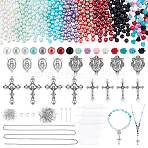 DIY Jewelry Making Finding Kits, including Glass Pearl, Alloy Pendant and Links, 304 Stainless Steel Eye Pin Eye Pin, Iron Jump Rings & Chain, Resin Beads, Organza Gift Bags, Mixed Color, 32x18x2mm, Hole: 1.5mm, 4pcs(DIY-PH0028-64)