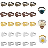60Pcs 5 Colors Adjustable Brass Ring Components, Pad Ring Settings, Lead Free & Cadmium Free & Nickel Free, Mixed Color, Tray: about 8mm, 3mm, US Size 3(14mm), 12pcs/color(FIND-SZ0002-23-NR)