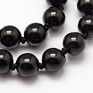 Natural Black Onyx Beads Strands, Round, 6mm, Hole: 1mm, about 64pcs/strand, 18.9 inch(G-O153-01-6mm)