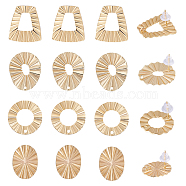 16Pcs 4 Style Donut & Flat Round & Trapezoid Brass Stud Earring Findings, with Vertical Loops & 30Pcs Plastic Ear Nuts, Real 18K Gold Plated, 17x21.5x13~19mm, Hole: 1.2~2mm, Pin: 0.7~0.8mm, 4Pcs/style(KK-BBC0008-41)