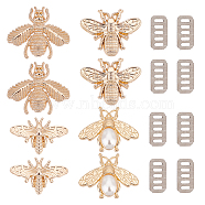 WADORN 8 Sets 4 Style Bee Theme Zinc Alloy Bag Decorative Clasps, with Plastic Imitation Pearl & Gaskets, Light Gold, 2.65~3.45x3.4~4.4x1.65~1.9cm, 2 sets/style(PURS-WR0001-20)