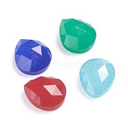 Dyed Natural Jade Cabochons, Teardrop, Faceted, Mixed Color, 10~10.5x9x4~4.5mm(G-F680-C)