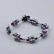 Handmade Glass Beads Bracelets, with Nylon Thread, Faceted, Slate Blue, 7-1/2 inch(19cm)(BJEW-JB04673-02)