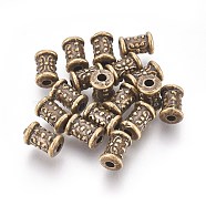 Tibetan Style Beads, Zinc Alloy Beads, Lead Free & Nickel Free & Cadmium Free, Tube, Antique Bronze Color, 5mm in diameter, 7mm long, hole: 2mm(X-MLF0292Y-NF)