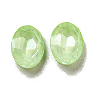 Glass Rhinestone Cabochons, Point Back & Back Plated, Faceted, Oval, Chrysolite, 8x6x3mm(RGLA-G021-02B-238DE)