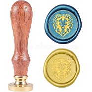 Wax Seal Stamp Set, Sealing Wax Stamp Solid Brass Head,  Wood Handle Retro Brass Stamp Kit Removable, for Envelopes Invitations, Gift Card, Lion Pattern, 83x22mm(AJEW-WH0208-228)