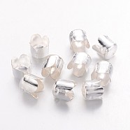Iron Bead Caps, Silver Color Plated, about 6.5mm in diameter, 7mm thick, hole: 1mm(X-IFIN-015Y)