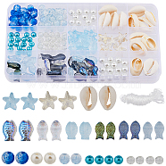 DIY Fish Bracelet Making Kit, Including Glass & Natural Cowrie Shell Beads, Elastic String, Mixed Color, 266Pcs/box(DIY-SC0023-32)