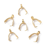201 Stainless Steel Pendant Pinch Bails, Real 18K Gold Plated, 11x9x3mm, Hole: 2.5mm(STAS-E437-27G)