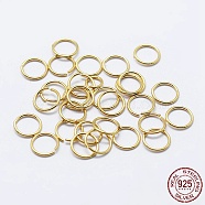 925 Sterling Silver Open Jump Rings, Round Rings, Real 18K Gold Plated, 21 Gauge, 5x0.7mm, Inner Diameter: 3.5mm, about 175pcs/10g(STER-F036-02G-0.7x5mm)