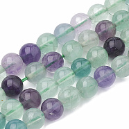 Natural Fluorite Beads Strands, Round, 6~7mm, Hole: 1mm, about 60~67pcs/strand, 15.7 inch(X-G-S333-6mm-006)