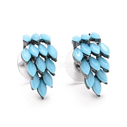 Bohemian Synthetic Turquoise Grape Stud Earrings, Alloy Jewelry for Women, Gunmetal, Turquoise, 18x10x5.5mm, Pin: 0.6mm(EJEW-H085-02B)