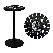 Wooden Wheel, Wooden Display Shelf, Black Holder Stand, Rustic Divination Pendulum Storage Rack, Witch Stuff, Moon Pattern, Wheel: 120x8mm, 2pcs, Studdle: 288x12mm, 1pc(DJEW-WH0046-012)