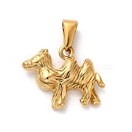Vacuum Plating 304 Stainless Steel Pendants, Long-Lasting Plated, Camel Charm, Golden, 16x21.5x5.5mm, Hole: 7.5x3mm(STAS-M322-15G)