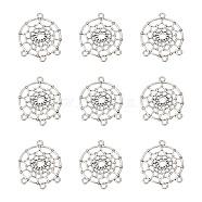 Tibetan Style Alloy Chandelier Components Links, Lead Free & Cadmium Free, Flat Round, for Woven Net/Web with Feather Making, Antique Silver, 34x28x2mm, Hole: 3mm(TIBE-TAG0001-01)